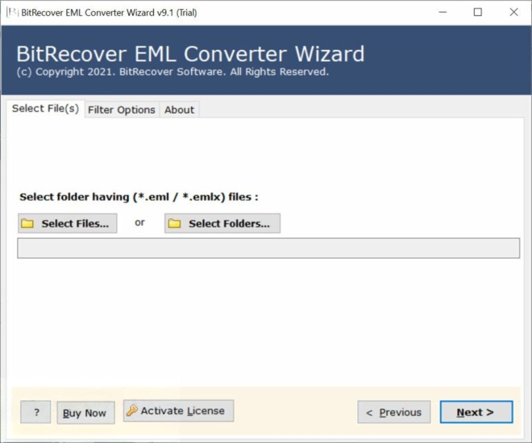 BitRecover EML Converter Wizard 2025 user interface